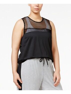 Material Girl Womens Plus Size Trendy Mesh Active Tank Top Size 1X